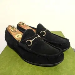 希少サイズ　GUCCI　ホースビットローファー　スエード　黒　10