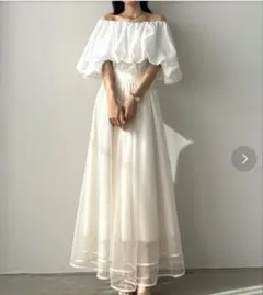【ルエレ Louere 】裾パイピングチュールフレアスカートのサムネイル
