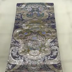 ⭐️紫地に金、赤、オレンジ、緑の花柄の華やかな袋帯⭐️