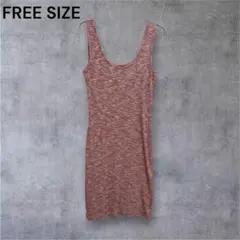 赤系 フリーサイズ ノースリーブミニワンピース 夏物