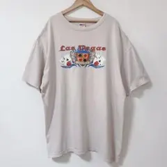 ユーエスティー ラスベガス柄 半袖 Tシャツ ビッグサイズ 3L 薄橙 綿 希少