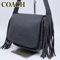 COACH ショルダーバッグ オールレザー 黒 斜め掛け フリンジ COACH ショルダーバッグ オールレザー 黒 斜め掛け フリンジ - メルカリ