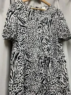 H&M ZARA 動物柄 半袖シャツワンピース ゆったり大きめ　Lサイズ
