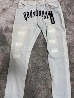 godsavage スキニーデニム ダメージ加工 ストーン付き - メルカリ godsavage スキニーデニム ダメージ加工 ストーン付き