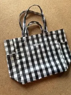 希少✨ 美品 unfolk リバーシブルチェックトートバッグ エコバッグ 