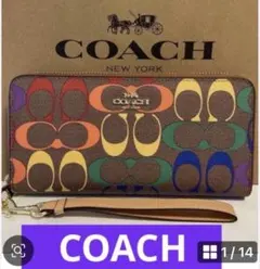 土日限定特価】COACH/アウトレット 長財布(ミント＆サーフコラボ