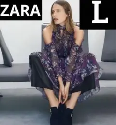 ZARA カットワークロングワンピース　L