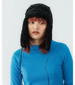 フリース耳あて付きフライトキャップ 黒