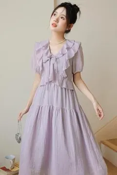 ポローラ エアリーティアード ビスチェワンピース poláura ピンク