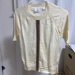 クリーム色 ストライプ 半袖Tシャツ