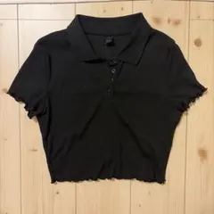 SHEIN リブポロシャツ ブラック 半袖のサムネイル