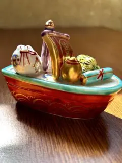 高野昭阿弥 宝船 香合 陶器 縁起物 茶道具