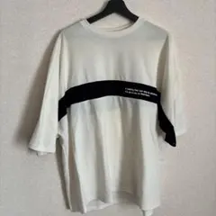 メンズ 七分袖カットソー ホワイト/ブラック