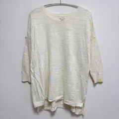 ジェイクルー 無地 クルーネック 七分袖 スリット XS 白 麻 混 デート