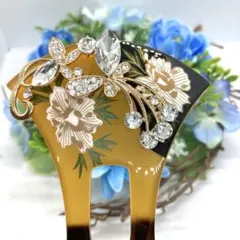 簪　和装小物　 髪飾り　かんざし　バチ型 結婚式 パール 3055番　蝶々