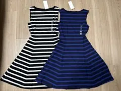 【新品】ユニクロ　ボーダー　フレアワンピース　ノースリーブワンピース2着セット
