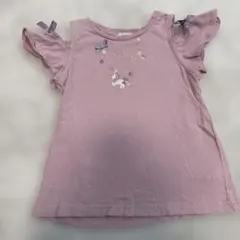 any fam kidsユニコーン刺繍フリル袖Tシャツ