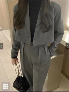 完売品ショート丈ジャケット×センタープレスワイドパンツセットアップ[gm744]