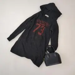 RAPUA ニットワンピース M ダークグレー フード付き カジュアル