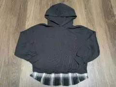 ギャップ　重ね着風パーカー　ブラック　150