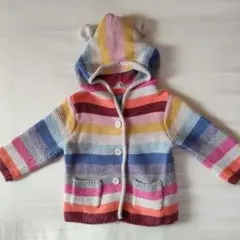 baby Gapベビーギャップ☆パステルカラーボーダーくまさんカーディガン☆