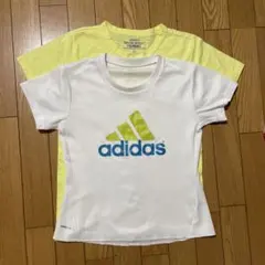 2着セットadidas ClimaLite ホワイト Tシャツ　イエローTシャツ