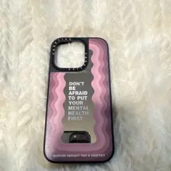 iPhone15 proケース ピンク波模様