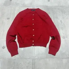 ジャスグリッティー カーディガン ストーン ボタン バーガンディ 薄手 長袖