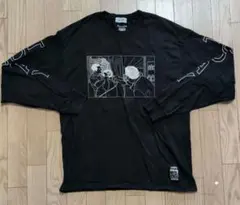 CULT CLUB チャンピオンボディ ロンT 黒 L 袖プリント　白