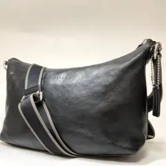 美品✨COACH ショルダーバッグ ハーフムーン ヘリテージ 斜めがけ 革 黒