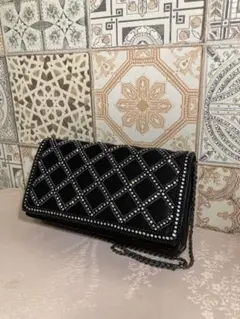 パーティバック　フォーマルポーチ　ラインストーン　黒　☆美品