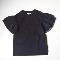 HeRIN.CYE ブラック フリル袖 Tシャツ 黒 ヘリンドットサイのサムネイル