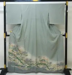 K未使用品 小紋 花柄 しつけ付 青グレー□N80622-01 - メルカリ