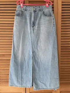 【美品】GU デニムフロントスリットロングスカート