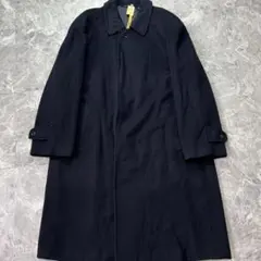 極美品　Lサイズ　カシミヤ100 ステンカラーコート　黒　ロング　比翼　メンズ