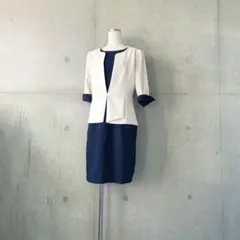 新品タグ付きジャケットセットアップ風ワンピースネイビーM