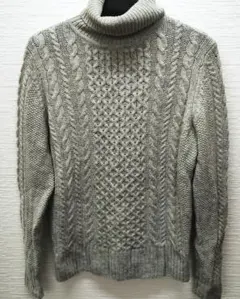 無印良品 ケーブル編み　ウール　セーター 　ニット　 ライトグレー