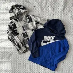 【8853】NIKE 裏起毛パーカー 2点セット グレー ネイビー　140