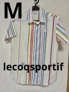lecoqsportifストライプ柄　 メンズゴルフシャツM used