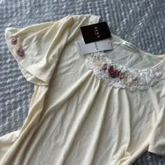 00s axes femme ローズ 薔薇 フリルレースカットソー クリームのサムネイル