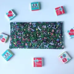 素敵リバティ　クリスマス　ハーフハンカチ8枚重ね　リバティ　ジャック×星の綿麻地