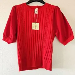 NICOLE CLUB 179/WG　トップス　異素材　赤　ニット　綿100