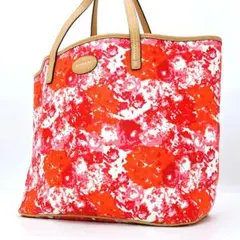 美品 COACH コーチ トートバッグ 花柄 ピンク オレンジ F33001