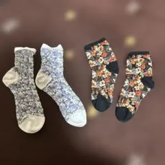 花柄シアーソックス 2足セット 23-25cm袋入りプレゼント用にも - メルカリ