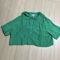 H&M 半袖ブラウス　グリーン　Ｍサイズ