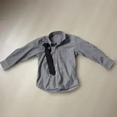 ストライプ柄長袖シャツ 120cm ネクタイ付き