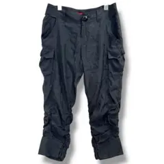 【アプワイザーリッシェ】ブラックカーゴパンツ クロップド丈 テロテロ素材 M