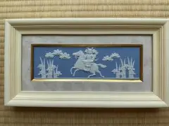 【美品】 リトルサムライ　プラーク　木製フレーム　ブルー 新品未使用】ウェッジウッド リトルサムライ プラーク 木製