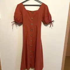 グレイル　ワンピース　可愛い　春夏　リボン　ボタン　オレンジ　スカート