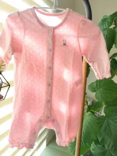 ミキハウス ピンク 水玉ロンパース 70